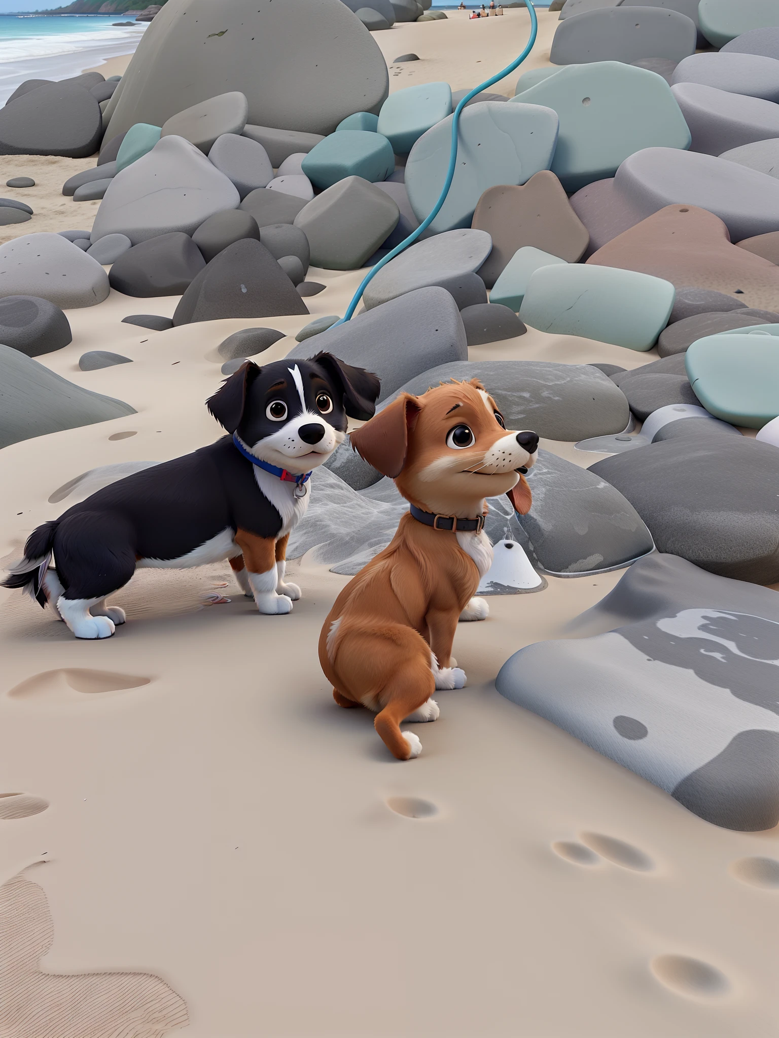 Post. Cute dog on the beach, me and my sister