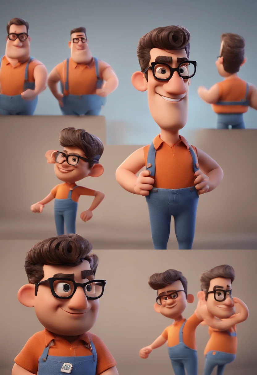 Cartoon character of a man with black glasses and a blue shirt, animation character, Caractere estilizado, animation style rendering, 3D estilizado, Arnold Maya render, 3 d render stylized, toon render keyshot, Personagem 3D, Personagem 3D, 3d rendering stylized, 3 d character render, personagem de desenho animado, Personagem de close up, Pose de personagem, (Estilo Pixar) (master part:1.2) (Bokeh) (best quality) (pele detalhada) (textura detalhada) (8k) (argila) (Cinematic lighting) (foco nítido