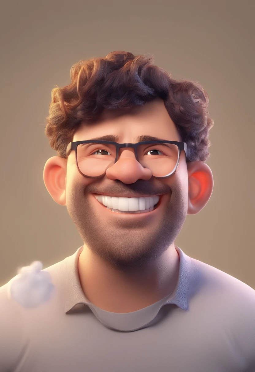 Smiling Man Illustration, sorriso insano, Homem de pele marrom com um sorriso gigante, happily smiling at the camera, sorriso atrevido, he's smiling, sorriso muito grande, Macho sorridente, foto de perfil headshot, rindo sorriso enorme, desenhando no estilo de Arte 3D, c4d, fundo de cor branco puro, estilo disney, estilo pixar render ilustracao Super Detalhe, 8k