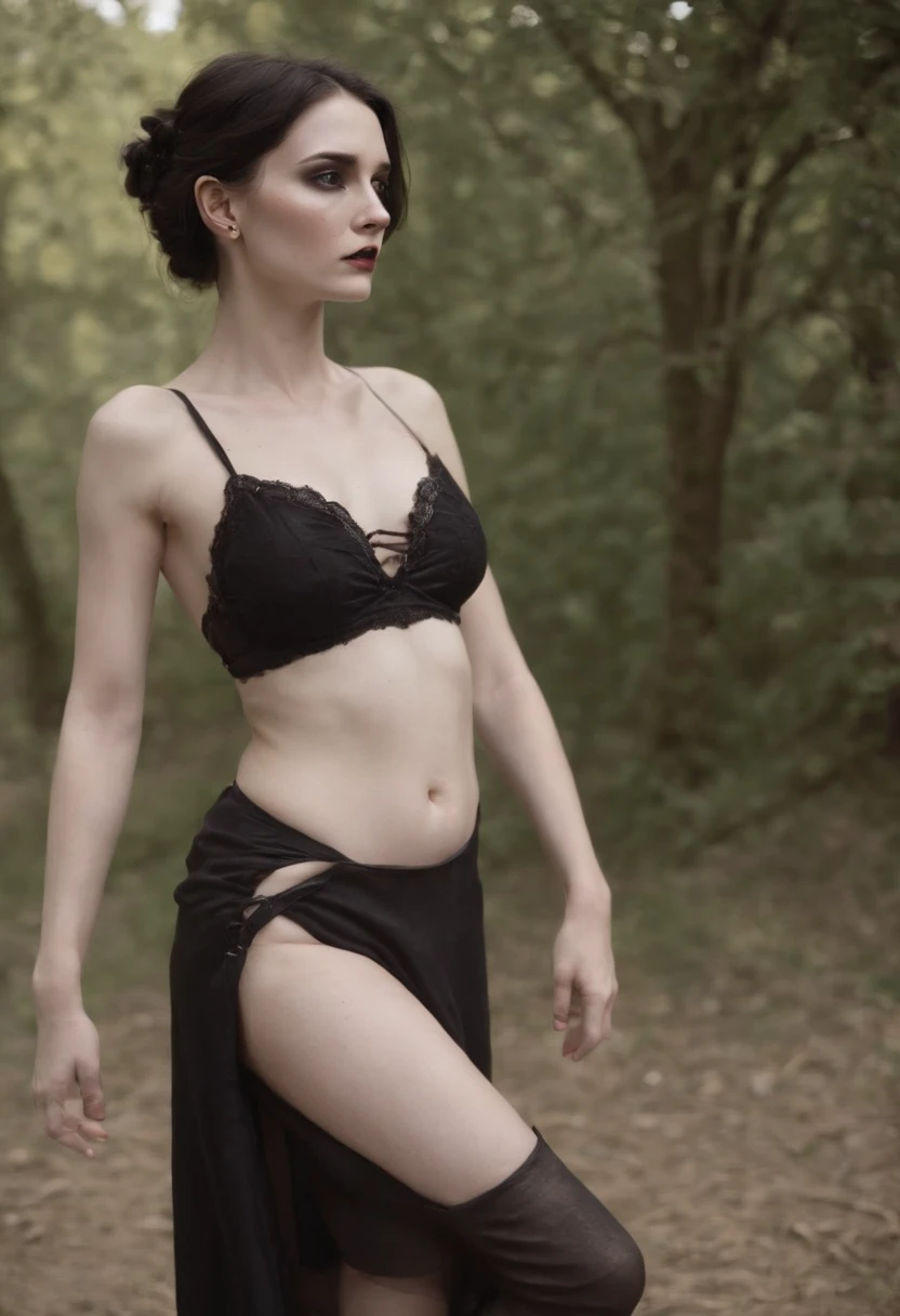 The text describes a desire for an image of an emaciated goth girl with an abnormally large, round buttocks. The key points are:
- The girl should be skinny and emaciated
- She has a goth style of dress
- Her buttocks should be very large and round compared to the rest of her body
- She is depicted as crying and hungry
The overall image portrayed is of an exaggerated figure with an contrast between her thin frame and large buttocks, meant to elicit a sense of the absurd.
