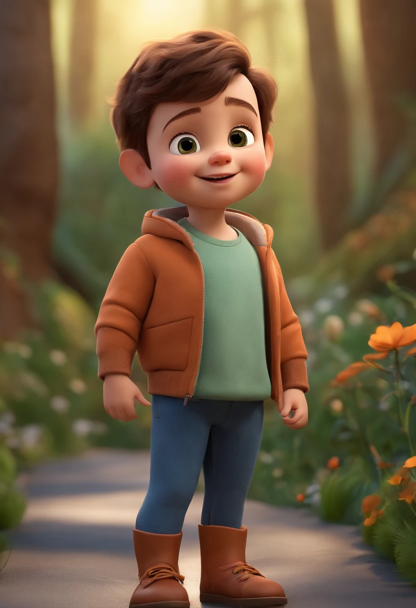 a happy cute kid standing short hair, vestindo uma fantasia espacial,Green eyes , fundo branco, barnet, Tom, Estilo Pixar, ....3d, desenhos animados, rosto detalhado, asymmetrical 16k
