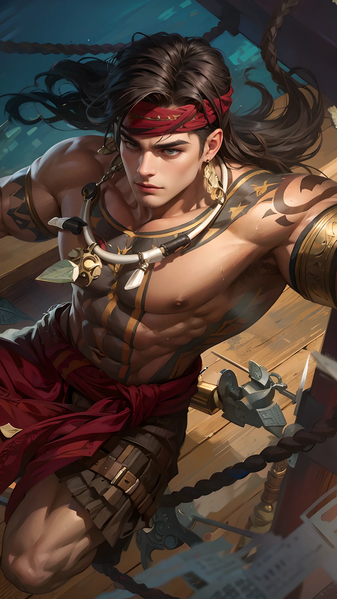 Best quality, masterpiece, detailed skin texture, detailed clothes texture, detailed face, super detail, 8k, intricate detail, 1 boy, The color doesn't change, Muscle guy, 1 guy