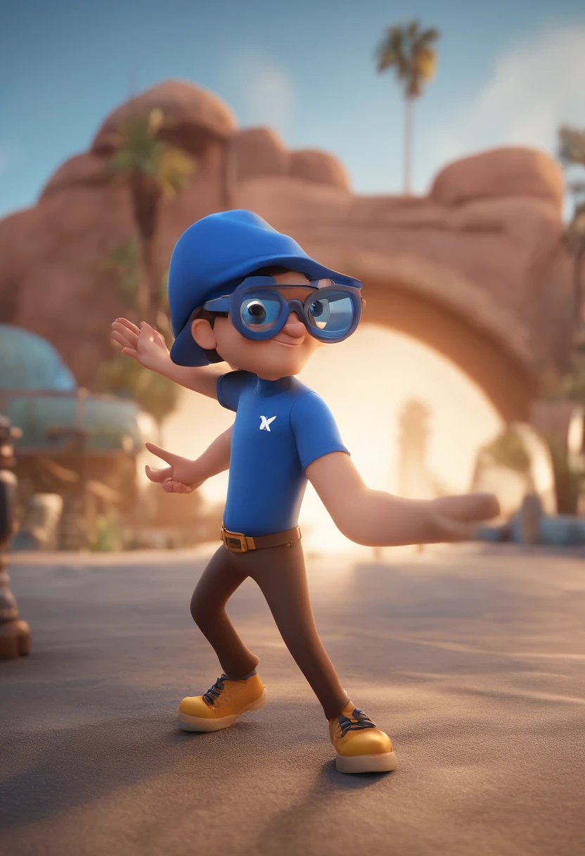 Cartoon character of a man with black glasses and a blue shirt, animation character, Caractere estilizado, animation style rendering, 3D estilizado, Arnold Maya render, 3 d render stylized, toon render keyshot, Personagem 3D, Personagem 3D, 3d rendering stylized, 3 d character render, personagem de desenho animado, Personagem de close up, Pose de personagem,  (Estilo Pixar) (master part:1.2) (Bokeh) (best quality) (pele detalhada) (textura detalhada) (8k) (argila) (Cinematic lighting) (foco nítido