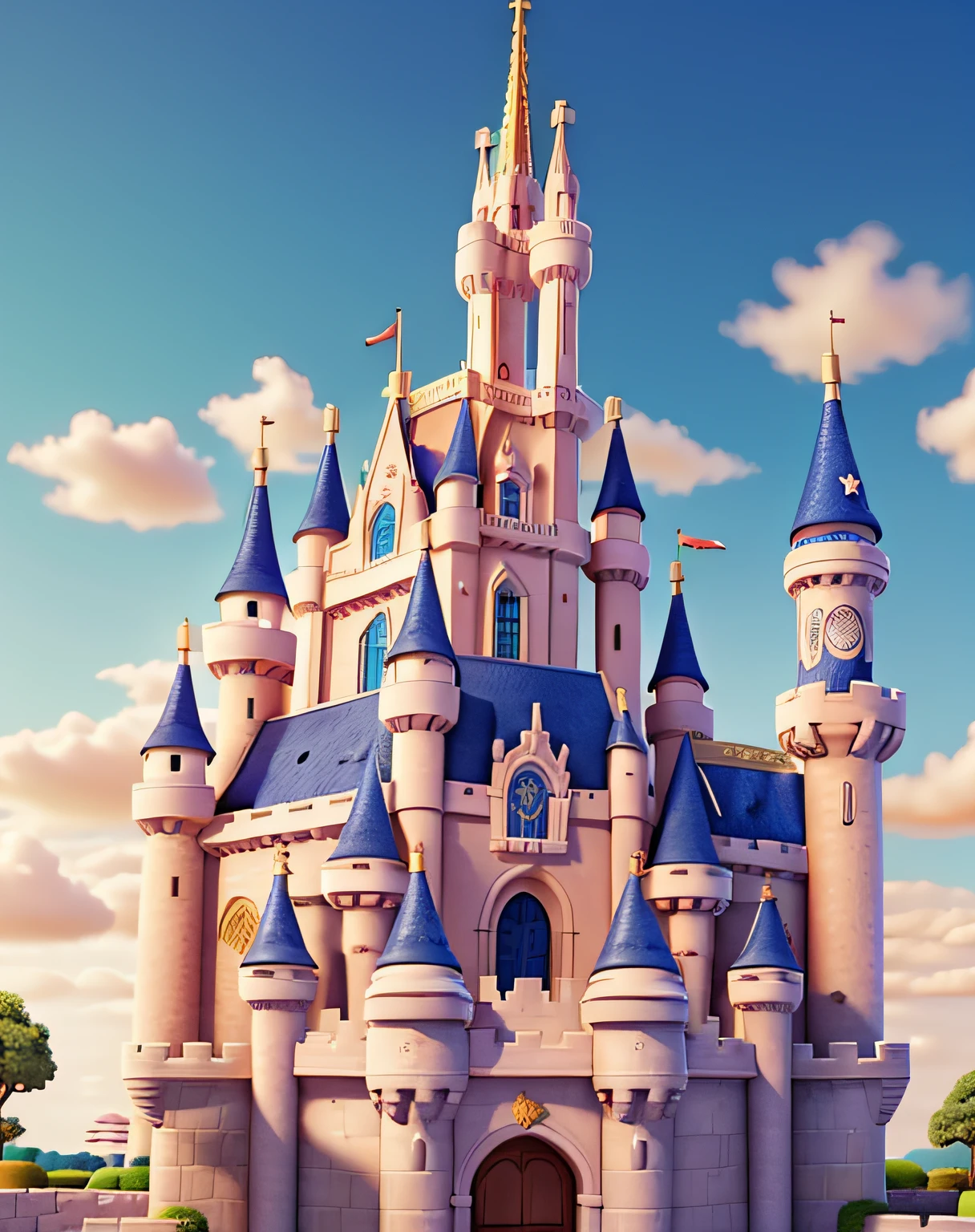 plano de fundo com um castelo estilo disney pixar