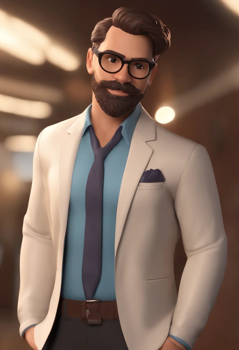 Personagem de desenho animado Disney /Dicks of a man with discreet glasses, cabelo muito curto castanho clato, Tipo de corpo ligeiramente acima do peso, sem barba e uma camisa azul, animation character, Caractere estilizado, animation style rendering, 3D estilizado, Arnold Maya render, 3 d render stylized, toon render keyshot, Personagem 3D, Personagem 3D, 3d rendering stylized, 3 d character render, personagem de desenho animado, Personagem de close up, Pose de personagem, (Estilo Pixar) (master part:1.2) (Bokeh) (best quality) (pele detalhada) (textura detalhada) (8k) (argila) (Cinematic lighting) (foco nítido