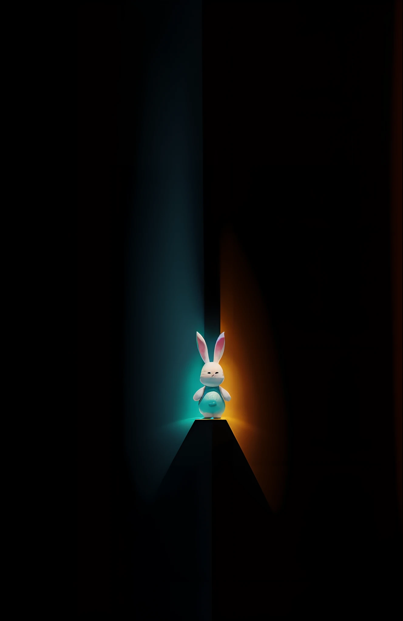 A movie poster inspired by Disney Pixar. The main character is a light brunette 4-year-old boy who wears dark brown hair, repartidos na lateral, ondulados. On his arms a white bunny plush with pink and blue ears. A cena deve ser no distinto estilo de arte digital da Pixar, focusing on the expressions of the characters, Vibrant colors and detailed textures feature its animations.