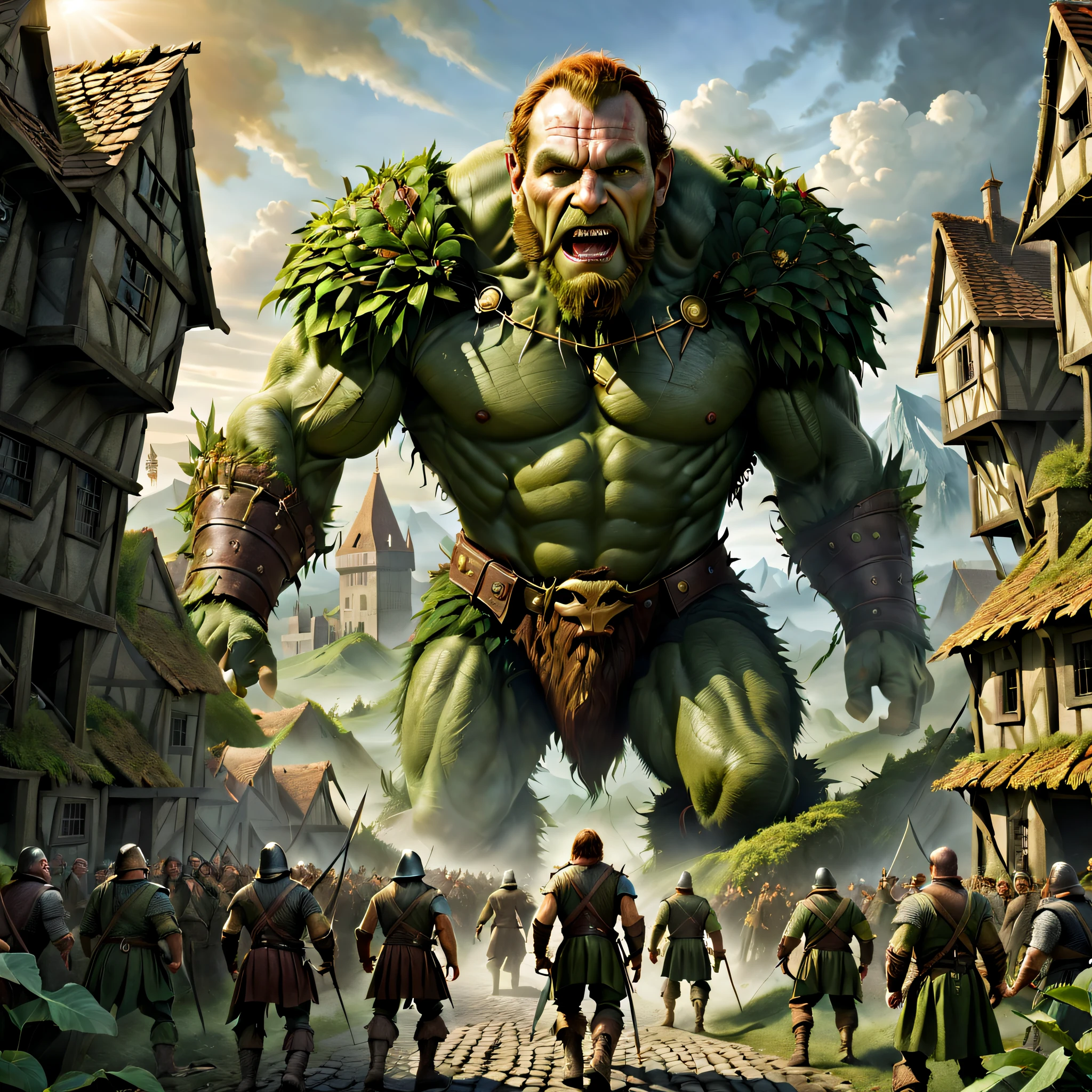 American movie Jack the Giant Slayer，The two-headed giant Fren，Leader of the world of giants，During the invasion of the human castle，Destroy town houses