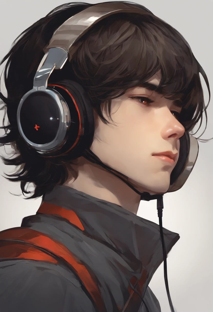 Cool profile ember head phone A dark-haired twinks illustratio japanes male