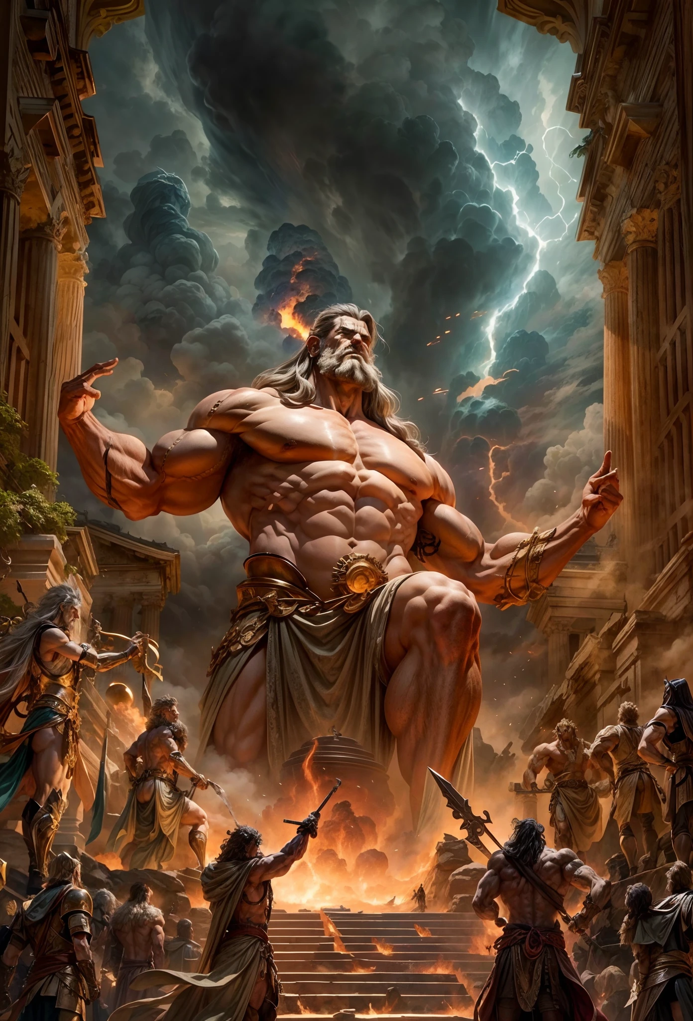 Battle of the Gods, The world was destroyed, Zeus and Hades are at war，Giant Titan