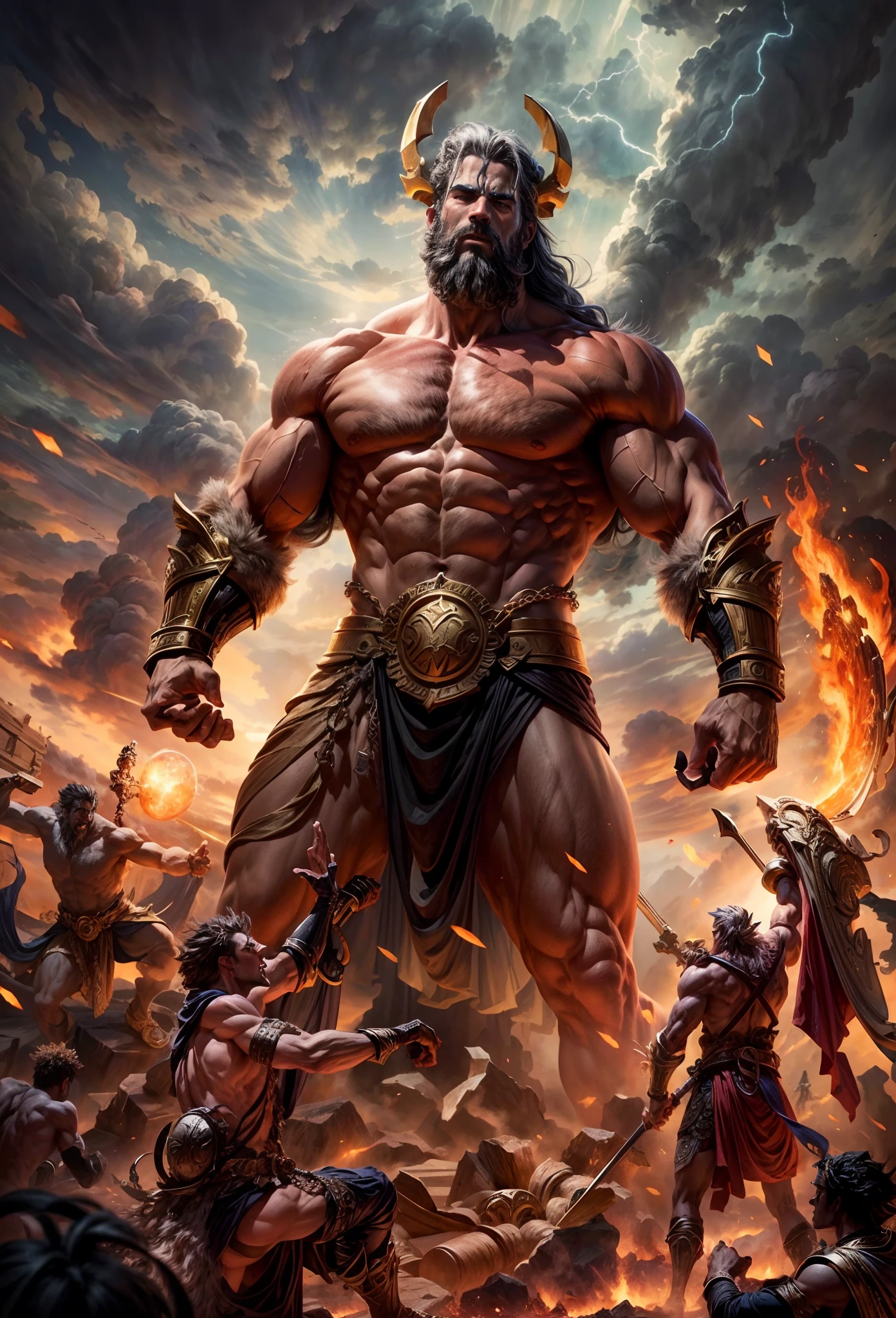 Battle of the Gods, The world was destroyed, Zeus and Hades were at war，Giant Titans