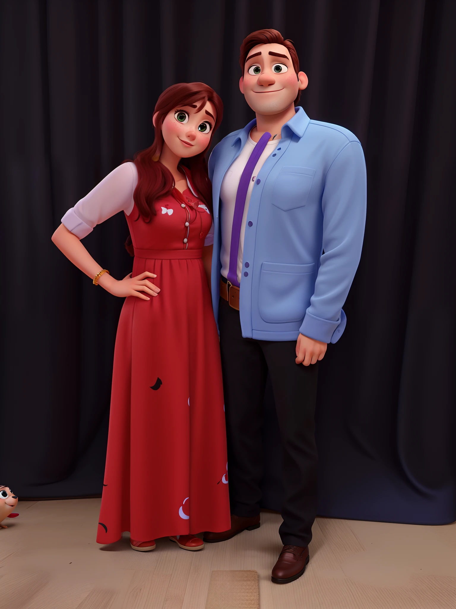 Casal com olhos castanhos estilo pixar