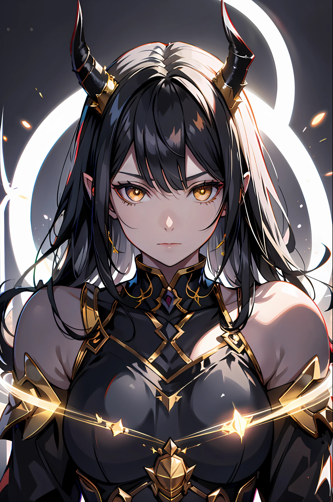1 female、{{{{ruby red hair、long hair、streight hair}}}}、{{{RED and GOLD eyes}}}、thick lips、White dress、off shoulder、slim、valley、big breasts、sunlight、(((upper body))), detailed eyes, red and gold eyes, {{{wihout background, no background}}}, {{{white background}}} masterpiece、ultra high resolution、perfect lighting、16k, RED AND GOLD EYES (Her eyes are red at the top and gold at the bottom)