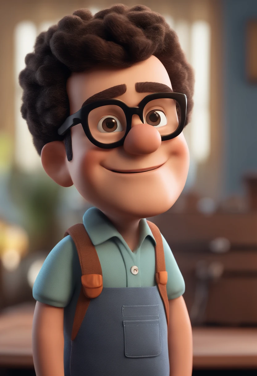 Cartoon character of a man with black glasses and a blue shirt, animation character, Caractere estilizado, animation style rendering, 3D estilizado, Arnold Maya render, 3 d render stylized, toon render keyshot, Personagem 3D, Personagem 3D, 3d rendering stylized, 3 d character render, personagem de desenho animado, Personagem de close up, Pose de personagem, (Estilo Pixar) (master part:1.2) (Bokeh) (best quality) (pele detalhada) (textura detalhada) (8k) (argila) (Cinematic lighting) (foco nítido