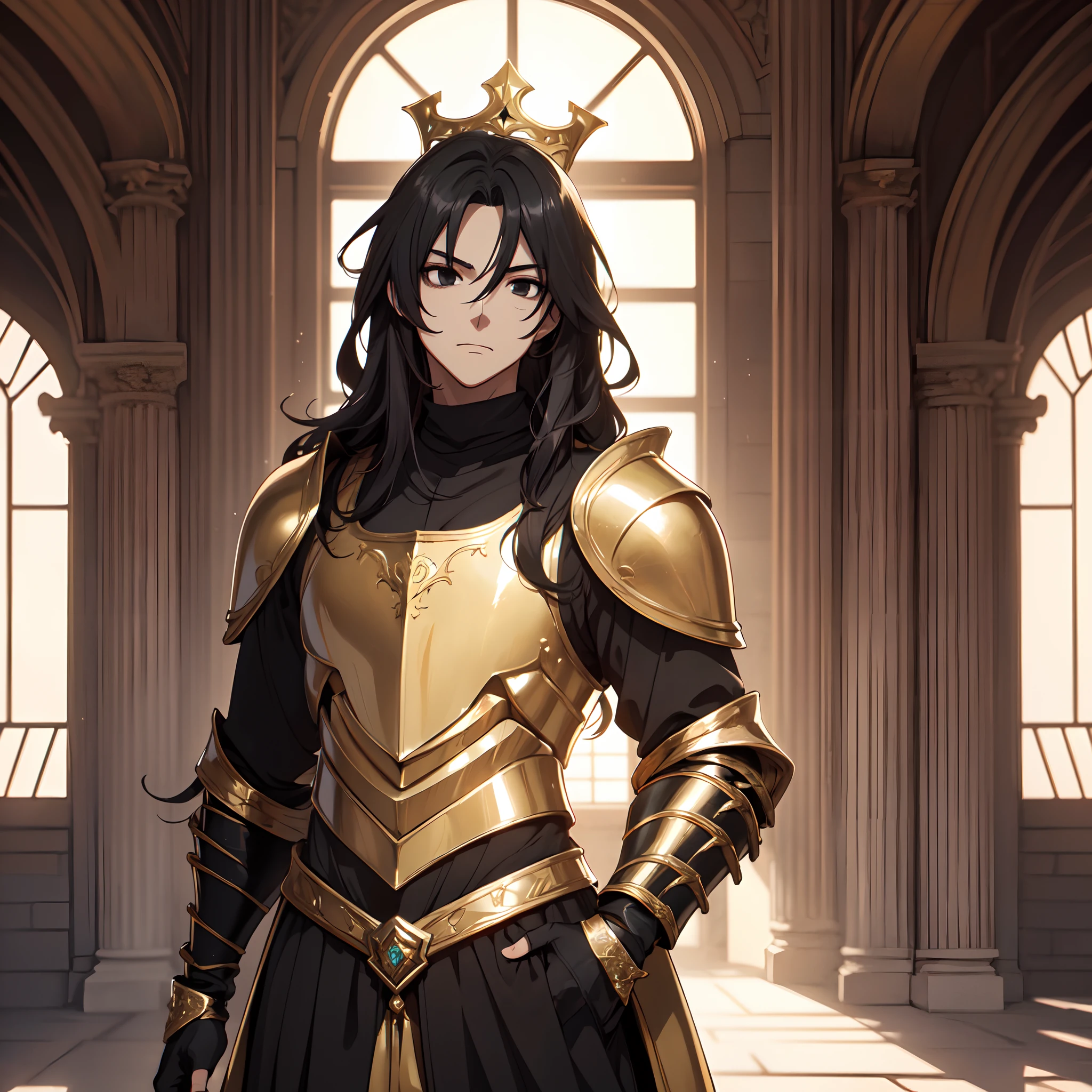 128K Ultra High Definition,
128K Ultra High Quality,
128K Ultra High Resolution,
Best Definition,
Best Quality,
Best Resolution,
Perfectly Detailed,
Perfectly Designed,
Extremely Detailed,
Extremely Designed,
Hyper Detailed,
Hyper Definition,
Hyper Quality,
Hyper Resolution,
Masterpiece,
(((Anime))),
Body Shot,
(((Boy))),
Handsome,
Muscular Body,
(((Black Long Hair))),
(((Black Eyes))),
(((Hyper Detailed & Perfectly Designed With Ultra High Quality Gold Warlord Armor))),
(((Inside Of Medieval Royal Palace Background Scenery))),