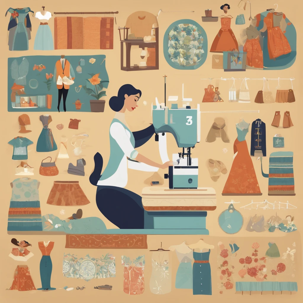 Create a Disney-inspired movie poster featuring a clothing company, with some employees working at sewing machines, with a focus on a beautiful woman working on a 3D Digital Embroidery machine. The scene follows Pixar's signature digital art style, focusing on character expressions, digital art, and realistic 3D imagery, vibrant colors, and detailed textures that are characteristic of its animations. Make sure the image is captivating and conveys the essence of a chic clothin