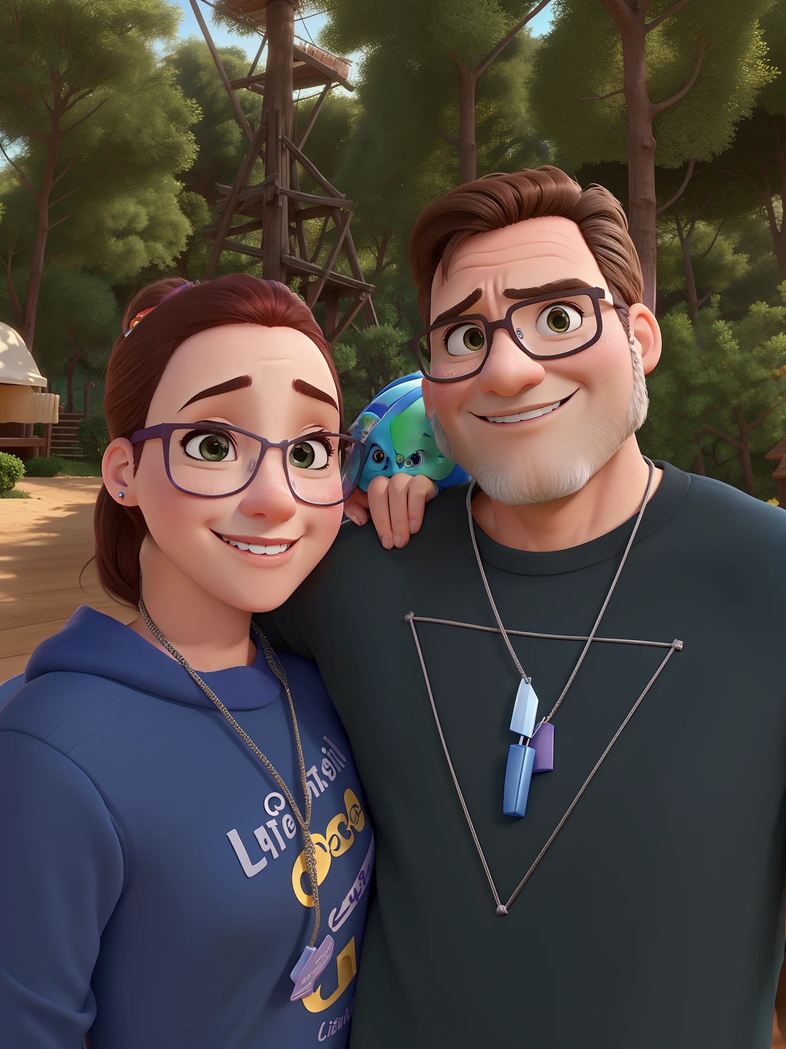 Casal com olhos castanhos estilo pixar