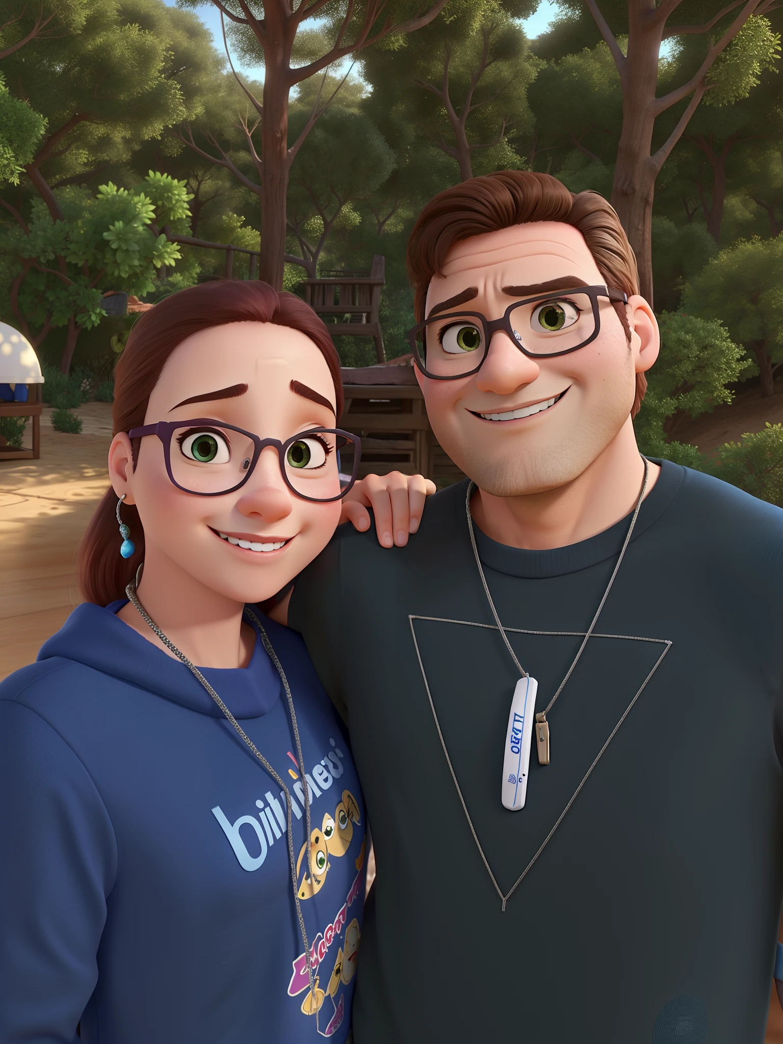Casal com olhos castanhos estilo pixar