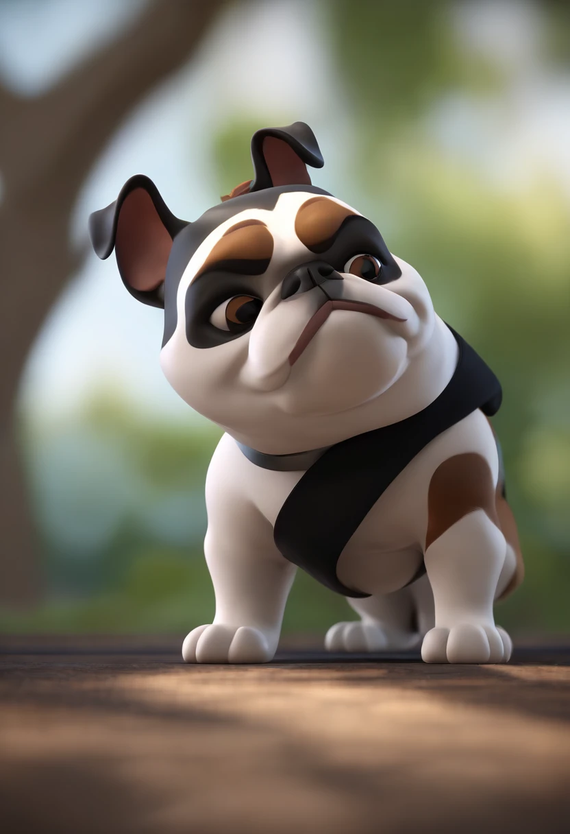 Cartoon character of a bulldog with black kimono with a Black Belt and a white shirt, animation character, Caractere estilizado, animation style rendering, 3D estilizado, Marcos Flexa render, 3 d render stylized, toon render keyshot, Personagem 3D, Personagem 3D, 3d rendering stylized, 3 d character render, personagem de desenho animado, Personagem de close up, Pose de personagem, (Estilo Pixar) (master part:1.2) (Bokeh) (best quality) (pele detalhada) (textura detalhada) (8k) (argila) (Cinematic lighting) (foco nítido