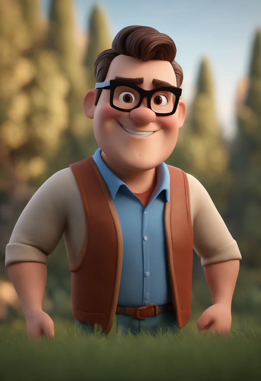 Cartoon character of a man with black glasses and a blue shirt, animation character, Caractere estilizado, animation style rendering, 3D estilizado, Arnold Maya render, 3 d render stylized, toon render keyshot, Personagem 3D, Personagem 3D, 3d rendering stylized, 3 d character render, personagem de desenho animado, Personagem de close up, Pose de personagem, (Estilo Pixar) (master part:1.2) (Bokeh) (best quality) (pele detalhada) (textura detalhada) (8k) (argila) (Cinematic lighting) (foco nítido
