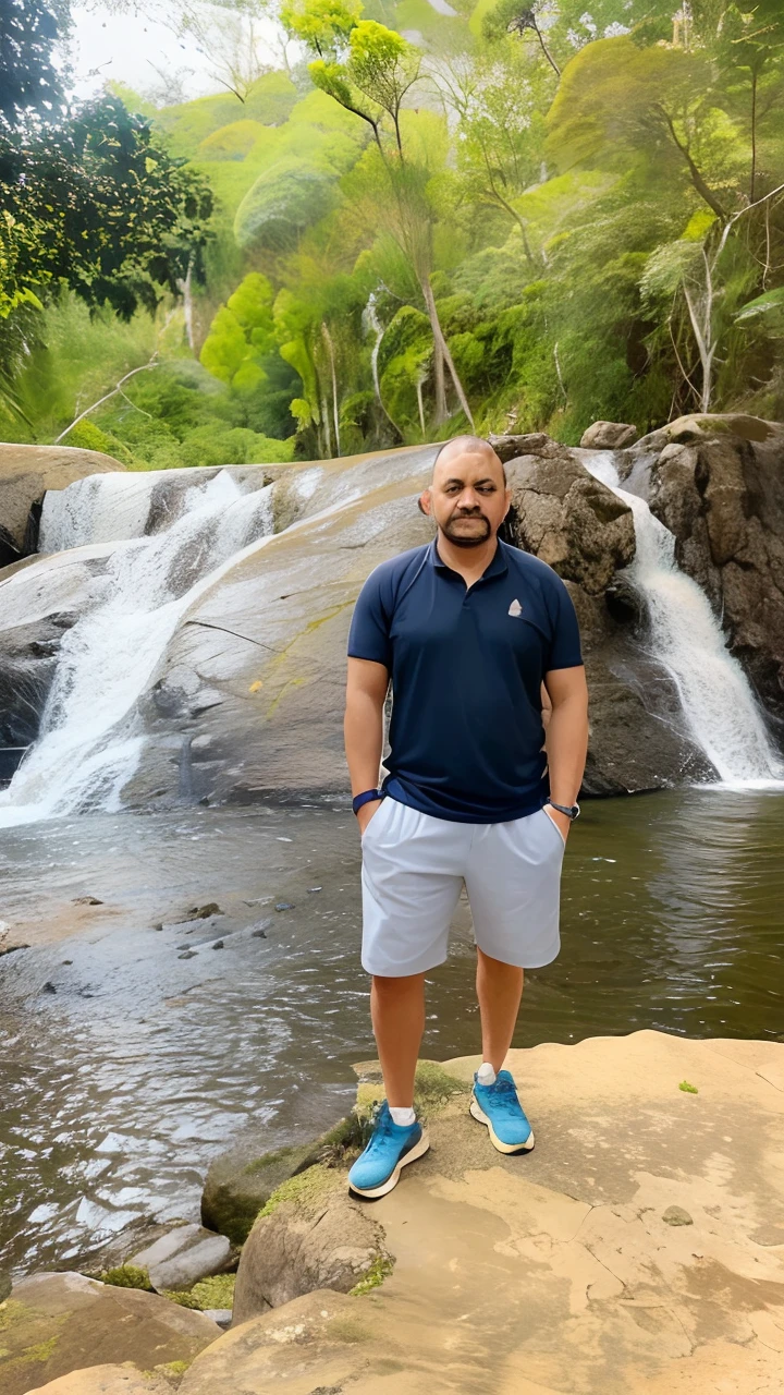 A man standing on a rock in front of a waterfall, em frente a uma cachoeira, standing near a waterfall, cachoeiras ao fundo, com uma cachoeira, Standing in a waterfall, ao lado de uma cachoeira, cachoeira ao fundo, com cachoeiras, with trees and waterfalls, instagram post, com cachoeiras e rio, david rios ferreira, foto de perfil