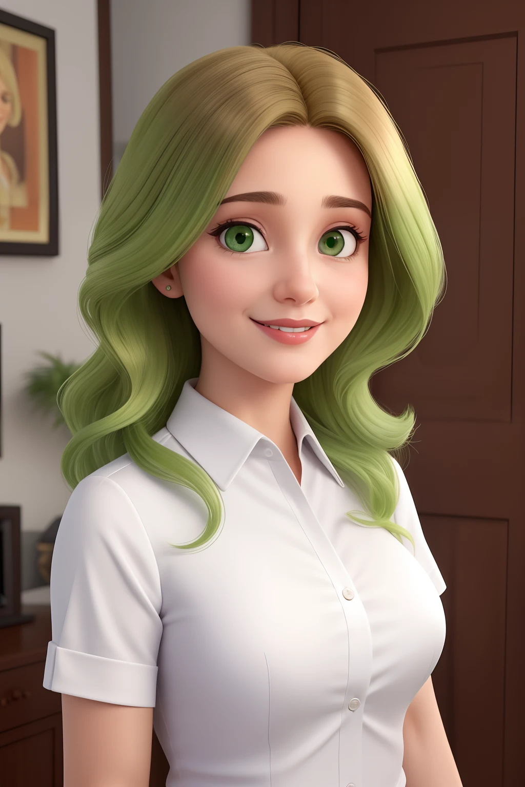 (best quality,Altas,ultra-detalhado,Realistic:1.2),retrato, Real Estate Broker,40-year-old (cabelos loiros:1.1) Mulher com cabelo longo,Rosto redondo, sorriso encantador, (olhos verdes:1.1) olho, looking at the camera, roupa social, terno preto, camisa branca, corpo inteiro,