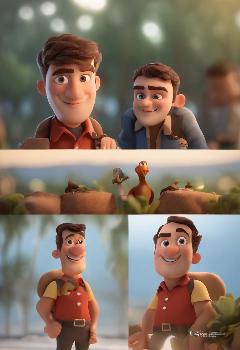 Personagem dos desenhos animados de um homem com olhos castanhos, careca, barba grisalha, gordo e uma camisa azul, animation character, Caractere estilizado, animation style rendering, 3D estilizado, Arnold Maya render, 3 d render stylized, toon render keyshot, Personagem 3D, Personagem 3D, 3d rendering stylized, 3 d character render, personagem de desenho animado, Personagem de close up, Pose de personagem,  (Estilo Pixar) (master part:1.2) (Bokeh) (best quality) (pele detalhada) (textura detalhada) (8k) (argila) (Cinematic lighting) (foco nítido