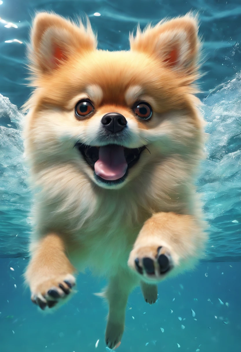 Create a sea in which the Pomeranian swims