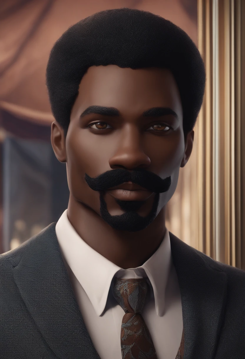 personagem dos desenhos animados de um homem negro careca, com bigode e barba