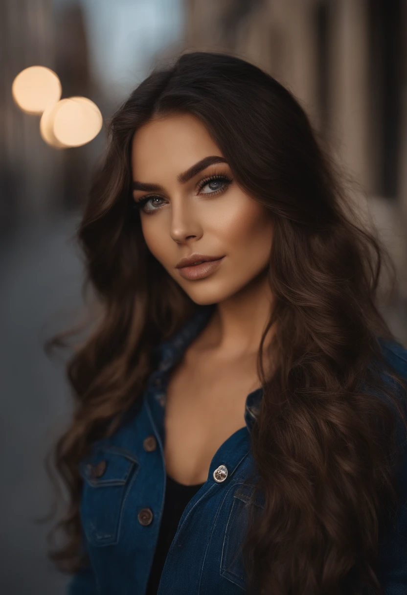 Arafed mulher com uma regata branca e colar, Menina sexy com olhos azuis, Retrato Sophie Mudd, cabelos castanhos e olhos grandes, selfie de uma jovem mulher, Camera eyes, Violeta Myers, sem maquiagem, Maquiagem natural, staring directly at camera, Rosto com Artgram, Maquiagem sutil, Great full body photo, olhos verdes penetrantes