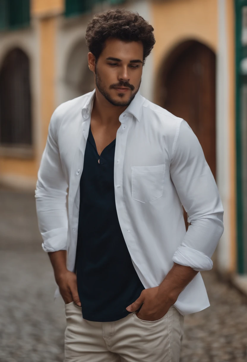 Um homem de 28 anos, fazendo lingua de sinais, vestindo camisa branca de manga comprida e grava, Em uma escola, Obra-prima, melhor qualidade, 8k UHD, DSLR, grain of film, Pintura fotorrealista Fujifilm XT3 midjourney art e Greg Rutkowski