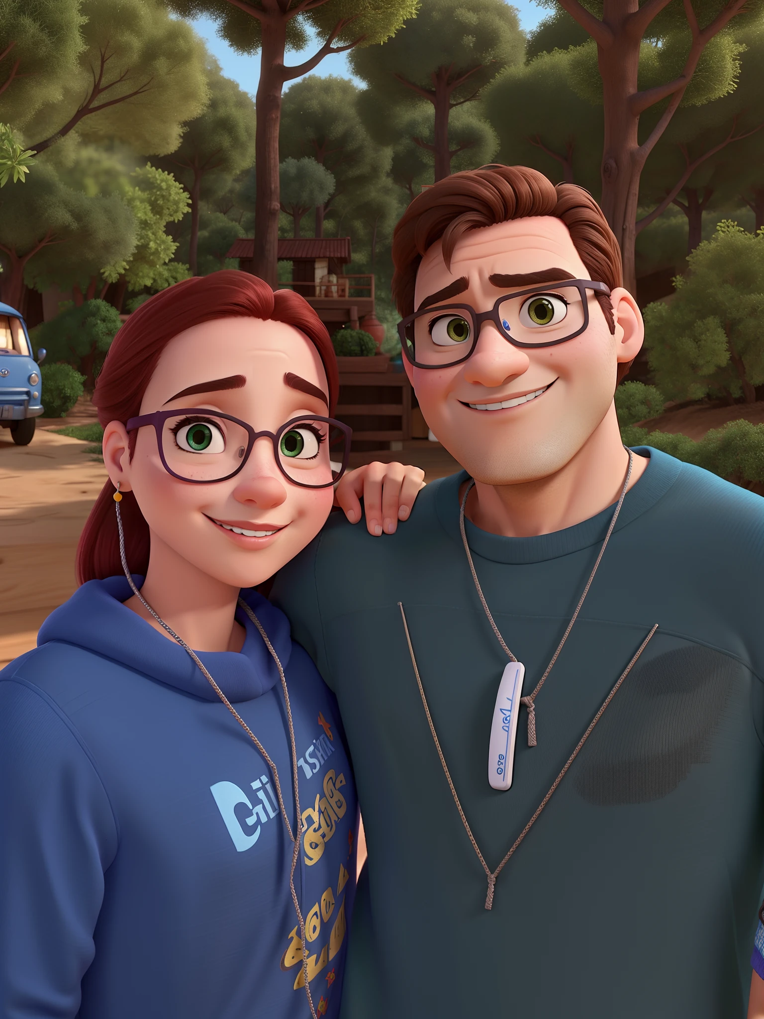 Casal com olhos castanhos estilo pixar
