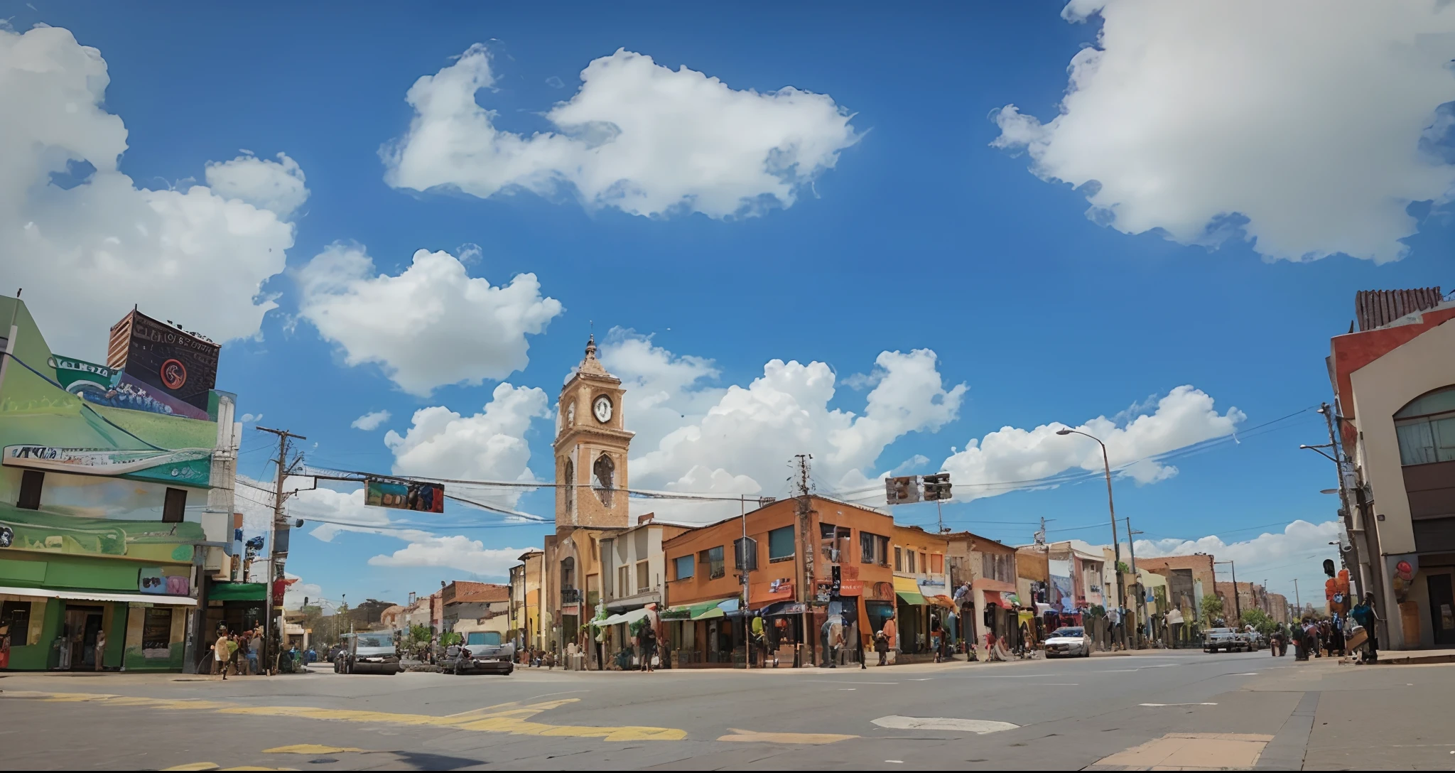 Desenho em estilo 3D da Pixar de uma cidade com o nome arcoverde com cores verde, marrom e creme no centro da cidade.