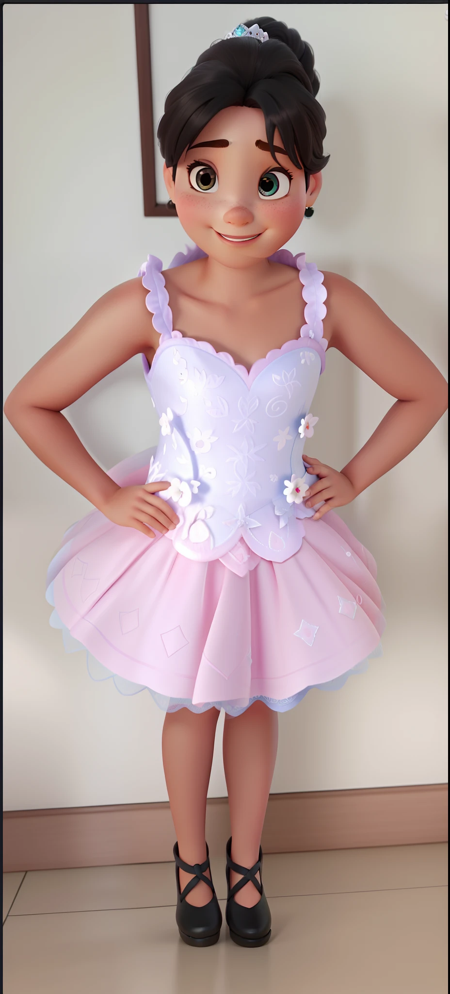Uma linda princesa estilo disney pixar, alta qualidade, com cabelos rosas e uma coroa