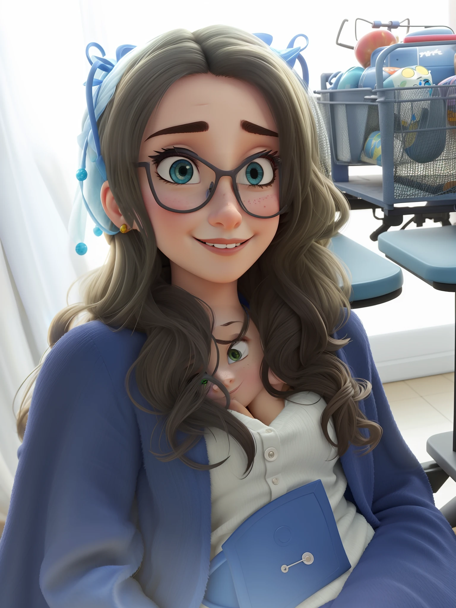 Mulher de olhos castanhos, estilo pixar