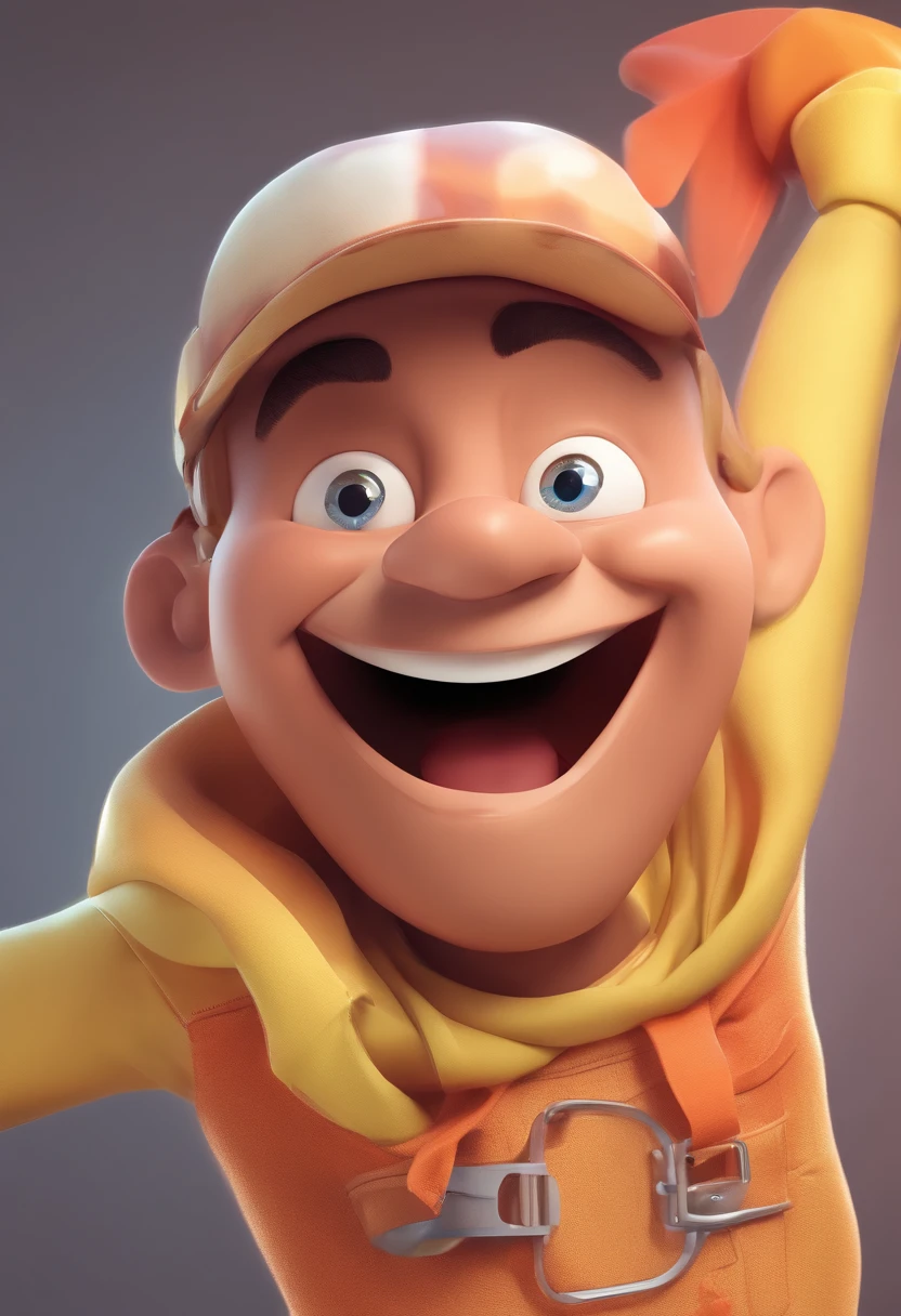 Smiling Man Illustration, sorriso insano, Homem de pele marrom com um sorriso gigante, happily smiling at the camera, sorriso atrevido, he's smiling, sorriso muito grande, Macho sorridente, foto de perfil headshot, rindo sorriso enorme, desenhando no estilo de Arte 3D, c4d, fundo de cor branco puro, estilo disney, estilo pixar render ilustracao Super Detalhe, 8k