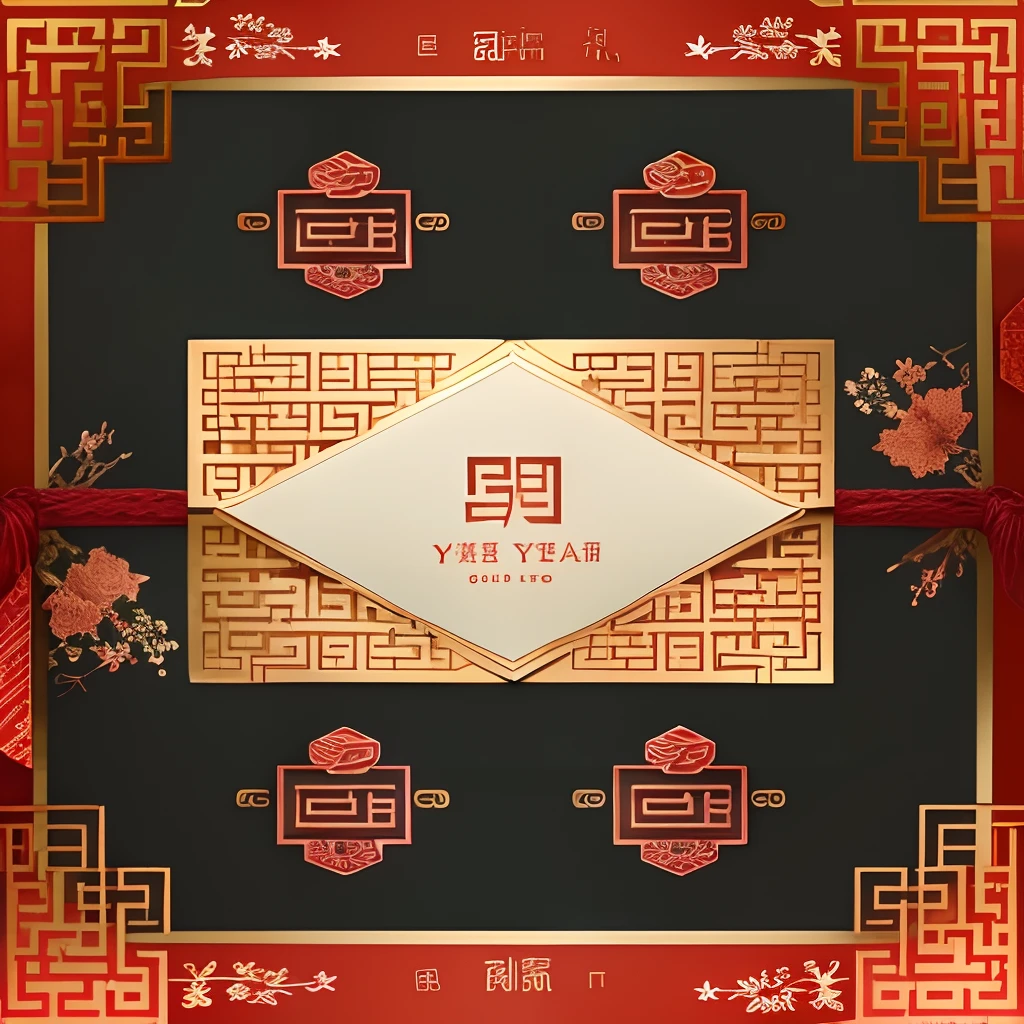 Red Chinese New Year envelope wallpaper with golden Chinese characters
