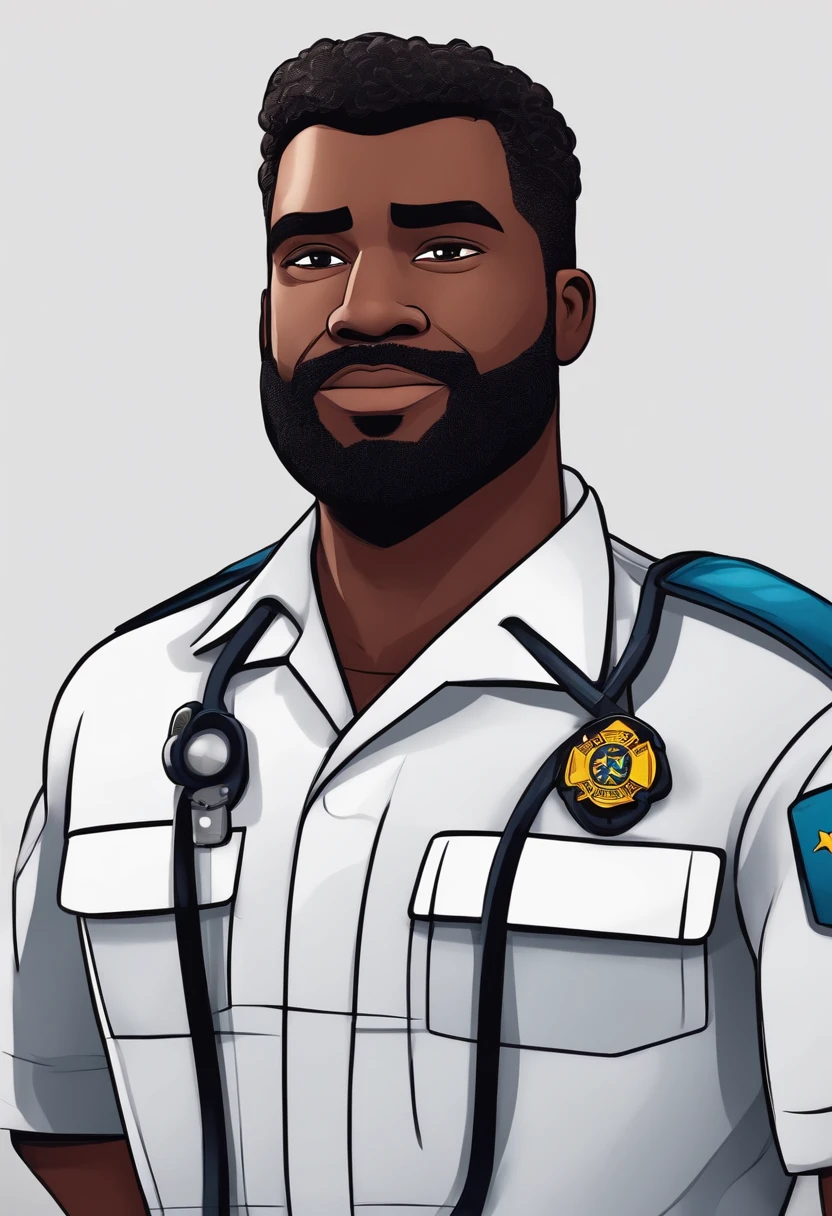 Personagem dos desenhos animados de um homem ????? com barba, in paramedic uniform, animation character.
