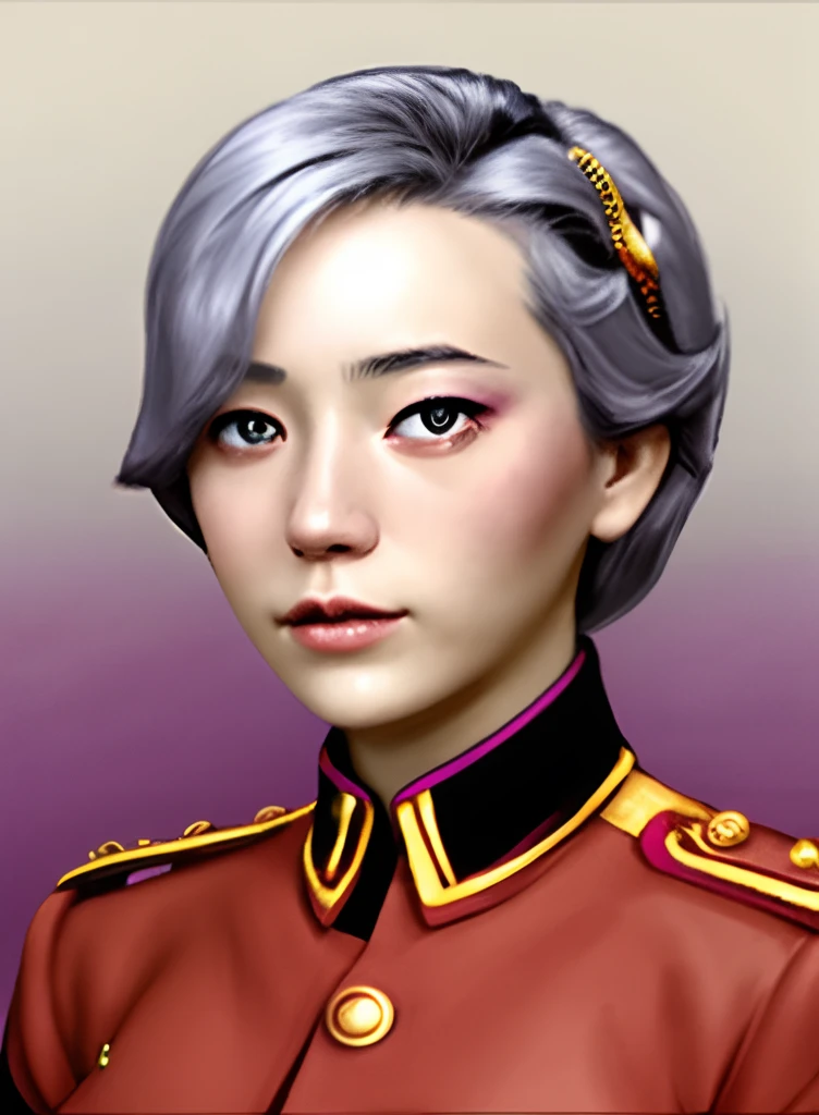 whaite hair,Commissar costume,urss,reds,gradient backgrounds,A full face,独奏,A high resolution,highly detailed,(complexdetails,ultra - detailed,Pastel colors:1.0,rim-light)