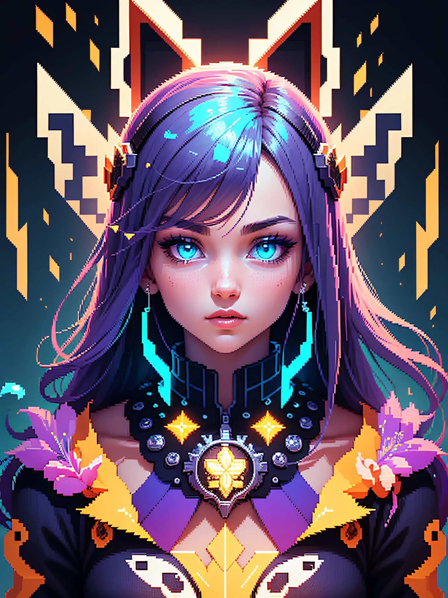 fabulous pixel art of futuristic idols beautiful pixel art, beautiful and detailed pixel art, hyper detailed pixel art, conceptual pixel art, high quality pixel art, high quality pixel art, high quality pixel art, high quality pixel art, bioluminescent lighting, colorful, high contrast colors, Pixel art style, Pixel art:3, 4k, beautiful