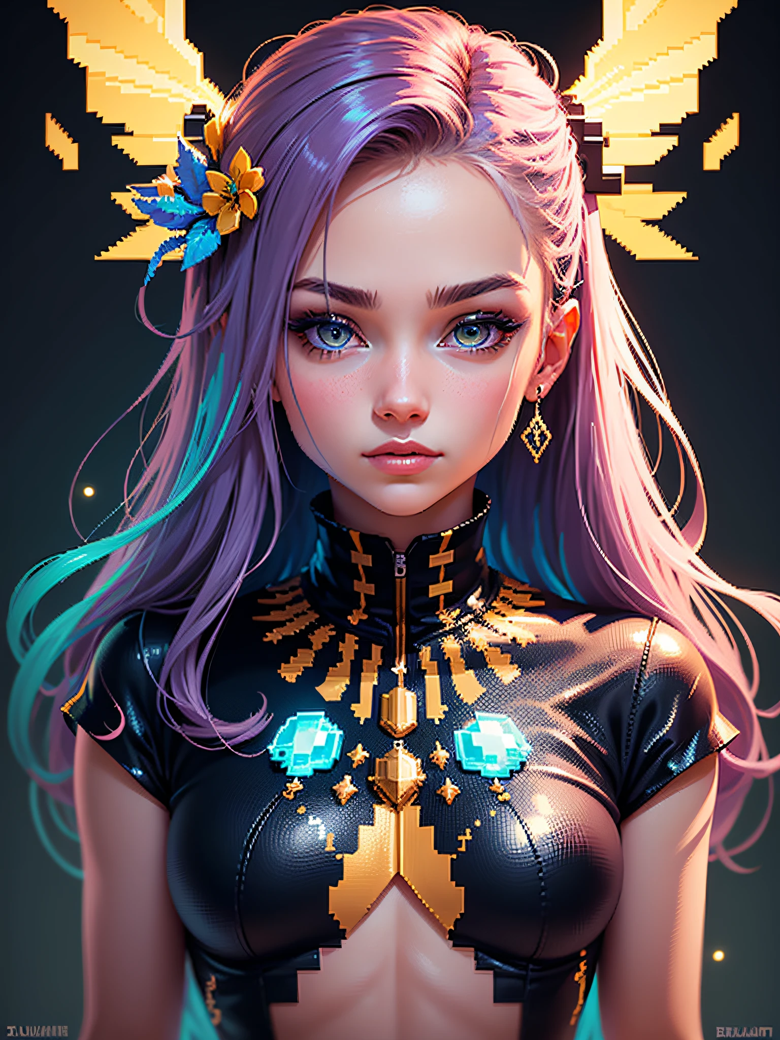 fabulous pixel art of futuristic idols beautiful pixel art, beautiful and detailed pixel art, hyper detailed pixel art, conceptual pixel art, high quality pixel art, high quality pixel art, high quality pixel art, high quality pixel art, bioluminescent lighting, colorful, high contrast colors, Pixel art style, Pixel art:3, 4k, beautiful