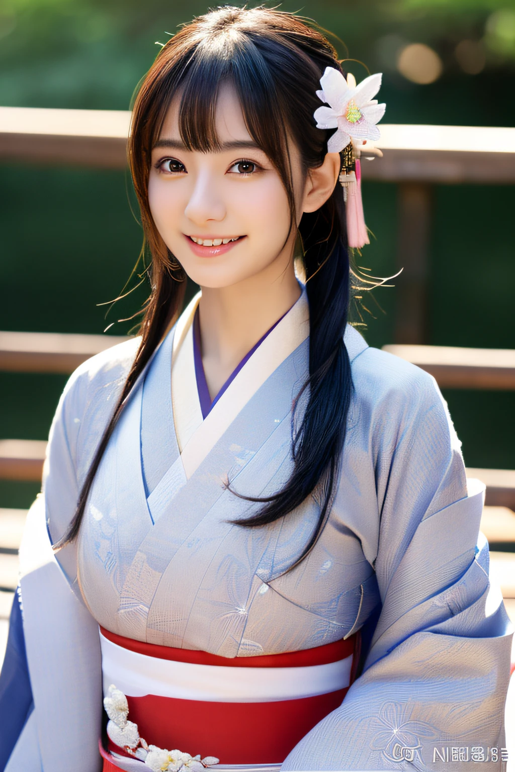 (8K、Raw photography、top-quality、masterpiece:1.2)、ultra-detailliert、超A high resolution、(realisitic、photoRealstic:1.37)、portlate、High-detail RAW color photos、professional photograpy、extremely delicate and beautiful、A highly detailed、 8K Wallpapers、magnifica、finely detail、huge filesize、Official art、Highly detailed CG Unity 8K wallpapers、highly detailed beautiful girl、extra detailed face、extremely detailed eye、highlydetailed skin、extremely detailed fingers、highly detailed nose、highly detail mouth、perfect anatomia、highly detailed back ground、Highly detailed attire、女の子1人、(18year old:1.2)、10 generations、Cute girl s、famous Japan idol、cute little、(small tits:1.2)、Realistic body、小柄、fair white skin、shinny skin、slenderbody、well-styled、A dark-haired、Hair collection、(Pattsun bangs:1.2)、A smile、kawaii、年轻、kawaii faces、Lifelike face、Beautiful eyes、Sauce order、(Kimono:1.4)、Dense embroidery、耳Nipple Ring、(hair adornments:1.2)、eye、cowboy shot、frontage、standing athletic pose、Contrapo、outside of house、(natta:1.4)、A Japanese style、kyoto、Dynamic lighting、