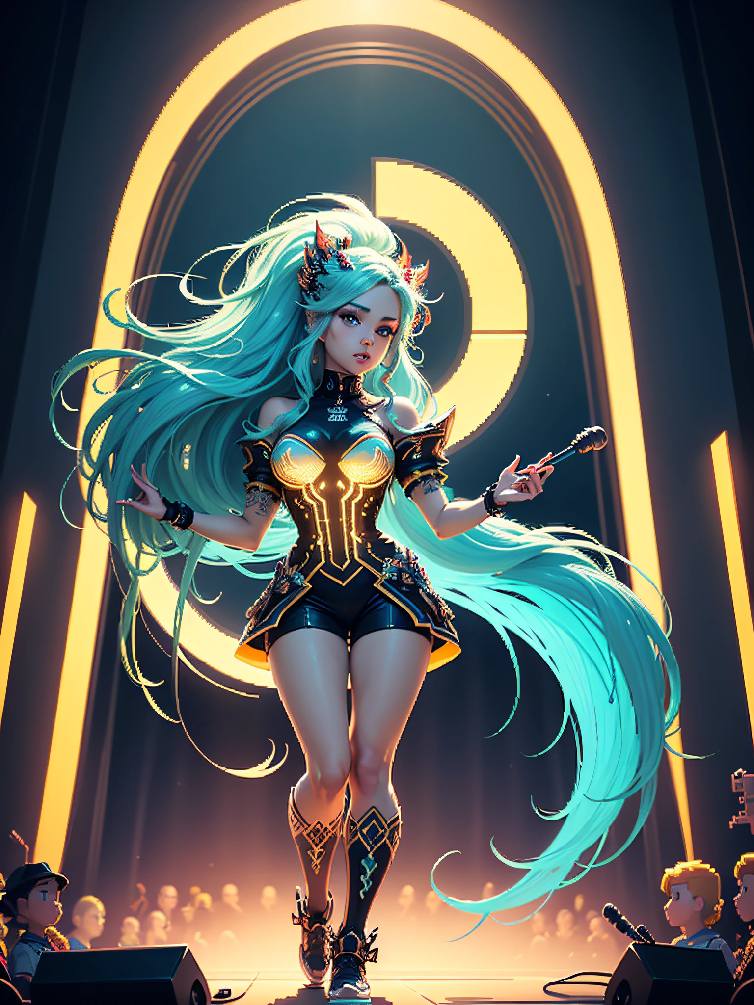 fabulous pixel art of beautiful futuristic idols giving a concert pixel art, beautiful and detailed pixel art, hyper detailed pixel art, conceptual pixel art, high quality pixel art, high quality pixel art, high quality pixel art, high quality pixel art, bioluminescent lighting, colorful, high contrast colors, Pixel art style, Pixel art:3, 4k, beautiful