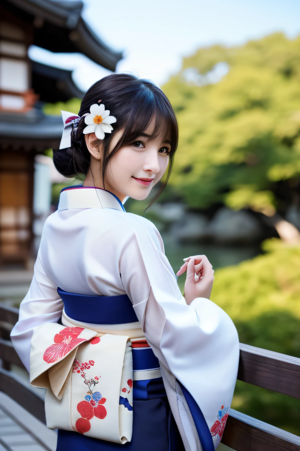 (8K、Raw photography、top-quality、masterpiece:1.2)、ultra-detailliert、超A high resolution、(realisitic、photoRealstic:1.37)、portlate、High-detail RAW color photos、professional photograpy、extremely delicate and beautiful、A highly detailed、 8K Wallpapers、magnifica、finely detail、huge filesize、Official art、Highly detailed CG Unity 8K wallpapers、highly detailed beautiful girl、extra detailed face、extremely detailed eye、highlydetailed skin、extremely detailed fingers、highly detailed nose、highly detail mouth、perfect anatomia、highly detailed back ground、Highly detailed attire、女の子1人、(18year old:1.2)、10 generations、Cute girl s、famous Japan idol、cute little、(small tits:1.2)、Realistic body、小柄、fair white skin、shinny skin、slenderbody、well-styled、A dark-haired、Hair collection、(Pattsun bangs:1.2)、A smile、kawaii、年轻、kawaii faces、Lifelike face、Beautiful eyes、Sauce order、(Kimono:1.4)、Dense embroidery、耳Nipple Ring、(hair adornments:1.2)、eye、cowboy shot、frontage、standing athletic pose、Contrapo、outside of house、(natta:1.4)、A Japanese style、kyoto、Dynamic lighting、