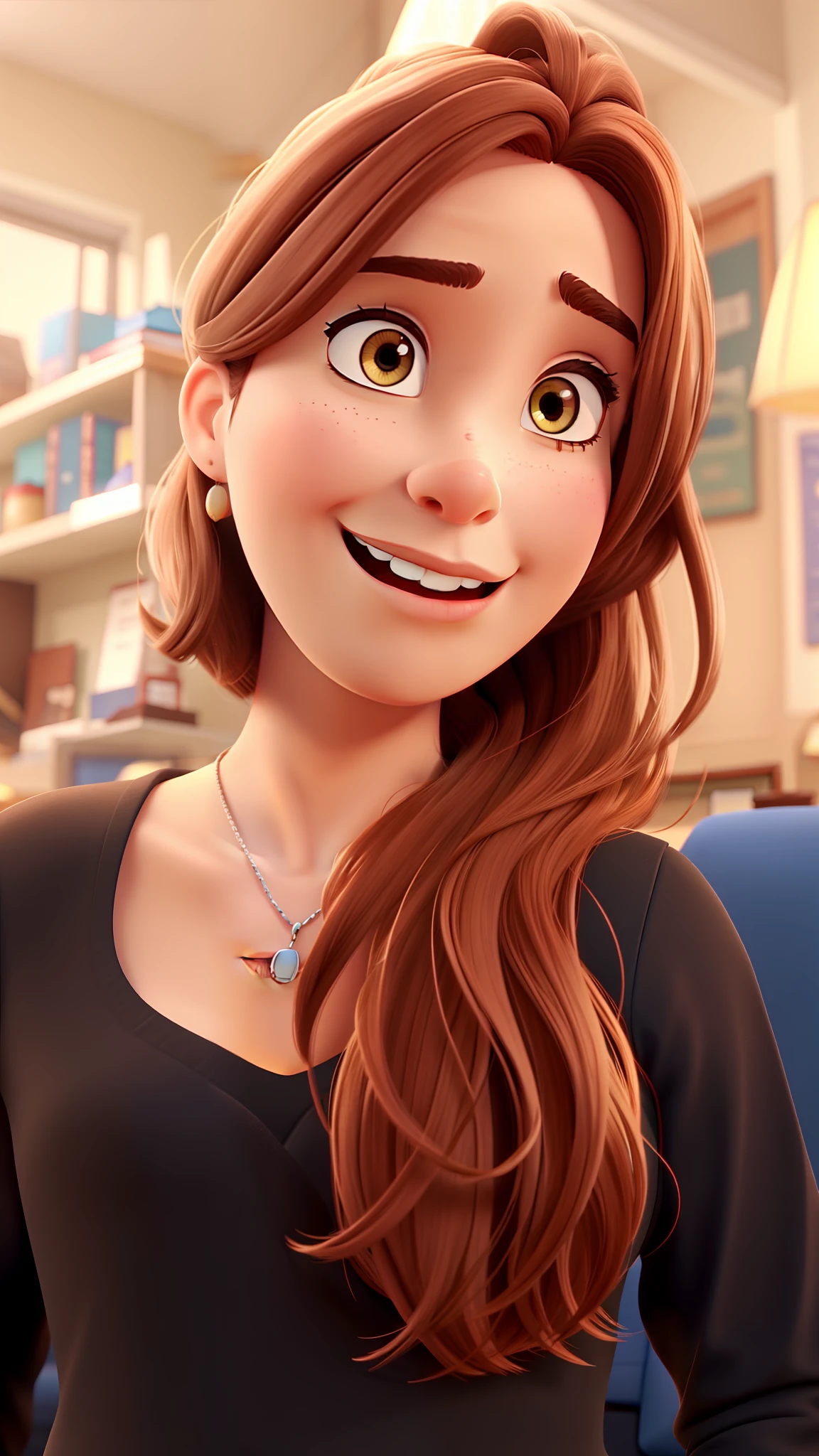 Woman in Love Brown Hair Animation Pixar Style Spurs