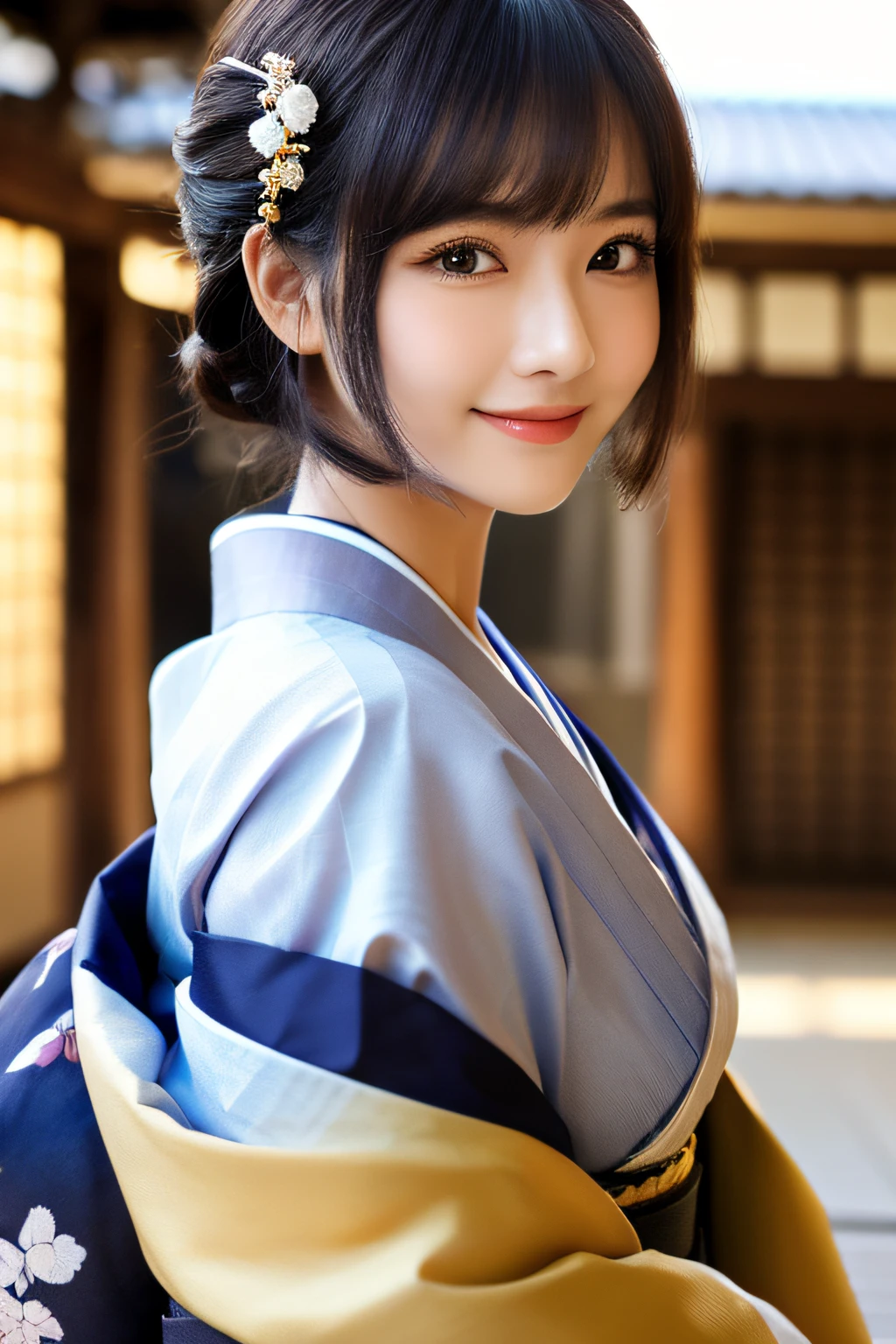 (8K、Raw photography、top-quality、masterpiece:1.2)、ultra-detailliert、超A high resolution、(realisitic、photoRealstic:1.37)、portlate、High-detail RAW color photos、professional photograpy、extremely delicate and beautiful、A highly detailed、 8K Wallpapers、magnifica、finely detail、huge filesize、Official art、Highly detailed CG Unity 8K wallpapers、highly detailed beautiful girl、extra detailed face、extremely detailed eye、highlydetailed skin、extremely detailed fingers、highly detailed nose、highly detail mouth、perfect anatomia、highly detailed back ground、Highly detailed attire、女の子1人、(18year old:1.2)、10 generations、Cute little girl s、famous Japan idol、cute little、(small tits:1.2)、Realistic body、小柄、fair white skin、shinny skin、slenderbody、well-styled、A dark-haired、Hair collection、(Pattsun bangs:1.2)、A smile、kawaii、年轻、kawaii faces、Lifelike face、Beautiful eyes、Sauce order、(Kimono:1.4)、Dense embroidery、耳Nipple Ring、(hair adornments:1.2)、eye、cowboy shot、frontage、、Contrapo、in a house、(natta:1.4)、A Japanese style、kyoto、Dynamic lighting、