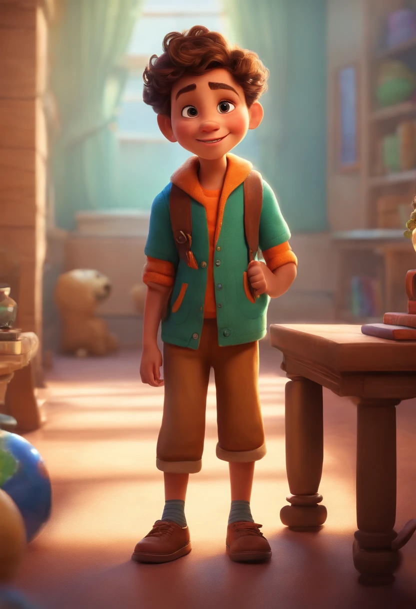 Image of a child for a story in a YouTube video in Pixar format, It's the little alabester, He's the class leader, He's outgoing, Playful and stands up for a lot of things