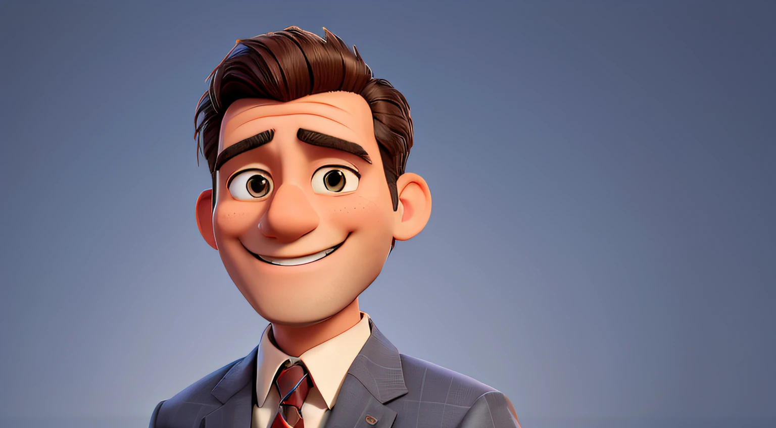 a man of about 33 years old smiling very happy from united states, dressed in a suit and tie. pixart style