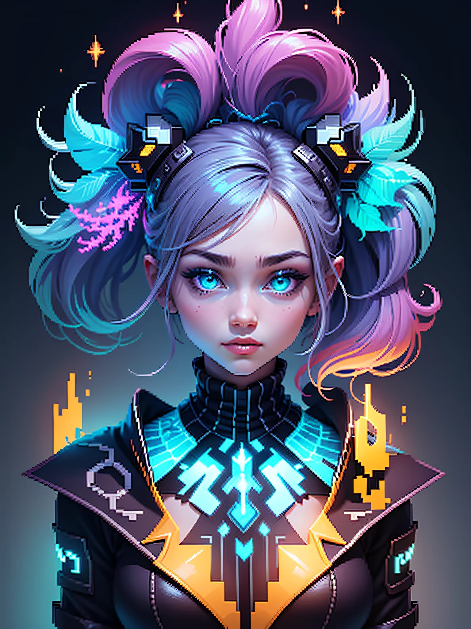 pixel art, intricate, colorful, high contrast colors, very detailed, high quality, made by Aase Berg, dynamic illumination