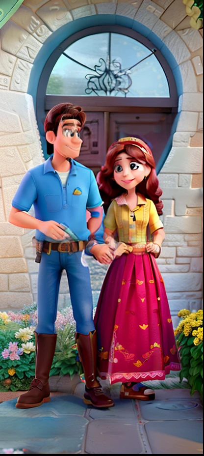 casal homem e mulher no estilo Disney Pixar, alta qualidade, melhor qualidade