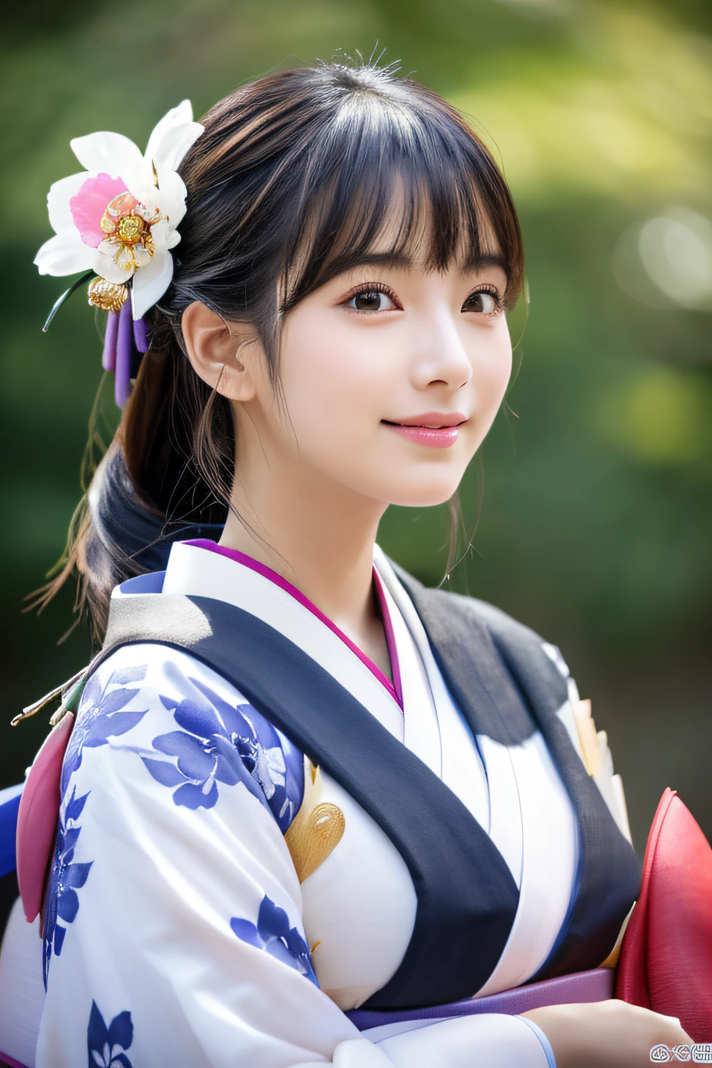 (8K、Raw photography、top-quality、masterpiece:1.2)、ultra-detailliert、超A high resolution、(realisitic、photoRealstic:1.37)、portlate、High-detail RAW color photos、professional photograpy、extremely delicate and beautiful、A highly detailed、 8K Wallpapers、magnifica、finely detail、huge filesize、Official art、Highly detailed CG Unity 8K wallpapers、highly detailed beautiful girl、extra detailed face、extremely detailed eye、highlydetailed skin、extremely detailed fingers、highly detailed nose、highly detail mouth、perfect anatomia、highly detailed back ground、Highly detailed attire、女の子1人、(18year old:1.2)、10 generations、Cute girl s、famous Japan idol、Beautiful、(small tits:1.2)、Realistic body、小柄、fair white skin、shinny skin、slenderbody、well-styled、A dark-haired、Hair collection、(Pattsun bangs:1.2)、A smile、kawaii、年轻、kawaii faces、Lifelike face、Beautiful eyes、Sauce order、(Kimono:1.4)、Dense embroidery、耳Nipple Ring、(hair adornments:1.2)、eye、cowboy shot、frontage、Contrapo、in a house、(natta:1.4)、A Japanese style、bathrobe、Valley、